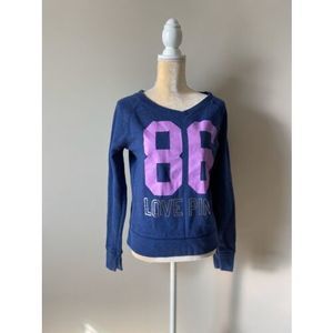 Victoria Secret Blue Graphic Logo ‘Love Pink’ Sweatshirt Size Small S